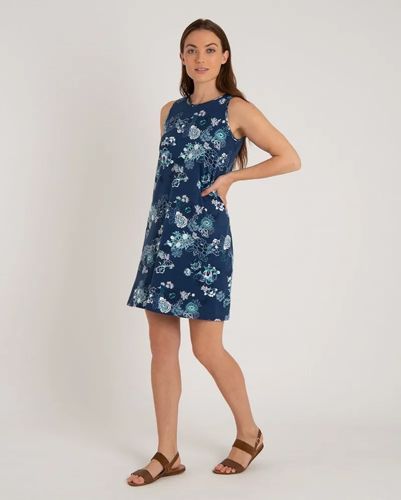 Sherpa Womens Padma Dress Neelo Blue Print